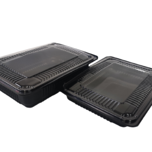 Crna PET posuda za kolače + poklopac ECOPACK EP 45C 275x200x65