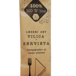 Set pribor drvena vilica+salveta 50 kom