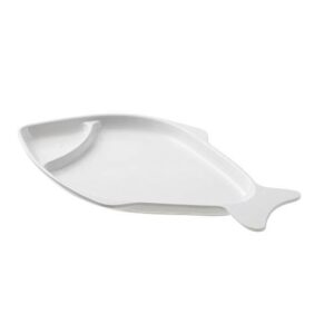 Riblji tanjur od bijelog melamina 38 x 22 x 3 cm