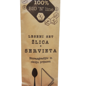 Set pribora drvena žlica+salveta N. 50 kom