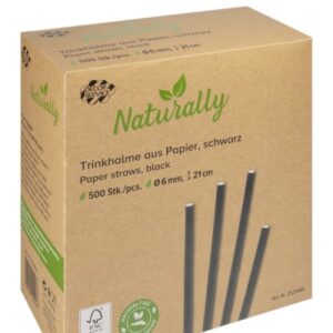Papirnate slamke Naturally crne, 21 cm, fi 6mm 500 kom