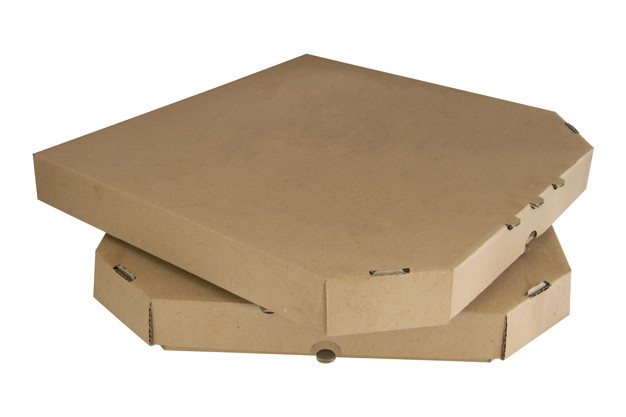 Stack Of pizza boxes isolated on white ackground. Closed brown cardboards. Template food paper package. Karton za pizzu NATURAL BROWN bez printa 1 kom