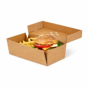 Kartonska ambalaža velika kutija za hamburger + pomfrit, 24 x 12 x 10 cm 100 kom