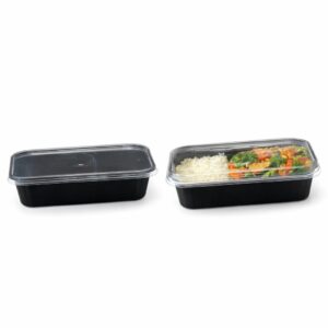 PP RE-USE posuda crna 500 ml + poklopac 17,4x12,2x3,9cm, 50 kom