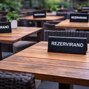 Crna stolna ploča REZERVIRANO A8 4 x 10 cm,1 kom